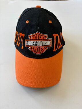 Harley-Davidson Black and Orange Embroidered Baseball Cap 8713PCJ One Size